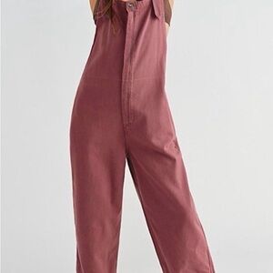 Free People We The Free Overalls – Mauve/Rose Wash (Size Small)